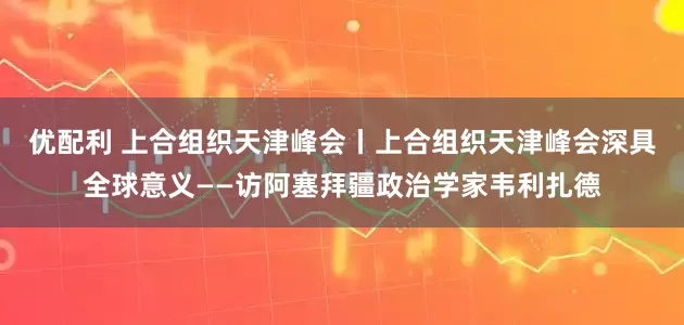 优配利 上合组织天津峰会丨上合组织天津峰会深具全球意义——访阿塞拜疆政治学家韦利扎德